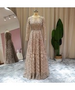 Beautiful Elegant Nude Muslim Evening Dress Long Sleeve Luxury Crystal D... - $9,625.94 MXN