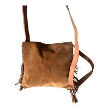 Vintage Brown Artisan Fringe Leather Crossbody Bag - £59.35 GBP