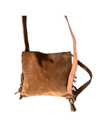 Vintage Brown Artisan Fringe Leather Crossbody Bag - £59.27 GBP