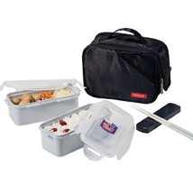 Lock&amp;Lock Lunch Box Set with Black Double Zip Bag - £22.49 GBP