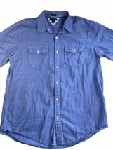 Tommy Hilfiger Trim Fit Shirt Men&#39;s Medium Blue Denim Look Casual Wester... - £8.68 GBP