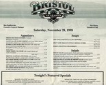 Bristol Seafood Grill Menu Creve Coeur Missouri 1998 - £14.01 GBP