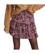 Anthropologie Pink White Paisley Tiered Elastic Waist Mini Ruffle Skirt ... - $37.42