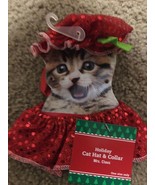 Holiday Christmas Cat Hat And Collar/ Mrs.Claus/1102 - $28.22