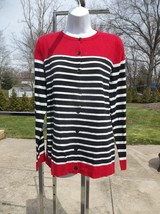 NWT JONES NEW YORK SPORT CUTE RED&amp;BLACK STRIPED SWEATER L - $25.99