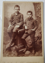 Vintage Cabinet Card 2 boys in suits by W.J. Loucks in Jamestown, New York - £14.18 GBP