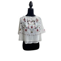 Oxolloxo Embroidered Boho Off Shoulder Blouse Woman&#39;s Top WhiteSize L - $14.86