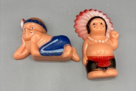 Vintage Native American Figurines Set Of 2 Plastic Cake Cupcake Topper - $7.80