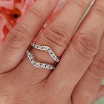2.20 Ct Round Cut Sapphire Enhancer Wrap Wedding Ring 14k White Gold Finish - £84.98 GBP
