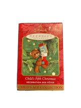 Hallmark Keepsake 2000 Child&#39;s Fifth Christmas Ornament 5th Teddy Bear Vintage - £14.93 GBP