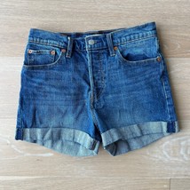 Levi&#39;s High Rise Button Fly Denim Wedgie Shorts Rolled Hem sz 28 - $38.69