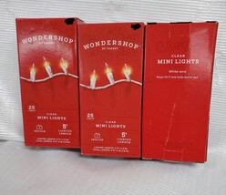 3 Wondershop Incandescent Mini Christmas String Lights 25 Ct Clear White Wire  image 3