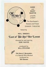 Ole Henry&#39;s Dinner Theatre Program Last of the Red Hot Lovers Albuquerqu... - $17.82