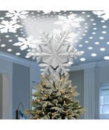 Christmas Tree Topper Lighted Snowflake W LED Projector Lights NEW - £24.36 GBP