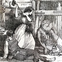 Mrs Merrill Fights Native American 1845 Woodcut Print Victorian Revoluti... - $39.99