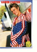 Aaron Carter teen magazine pinup clipping 90&#39;s teen idol USA flag Pop Star - $3.50