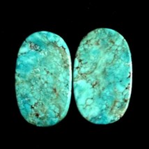 Natural Tibetan Turquoise Oval Shape pair Cabochon for earring Loose Gem... - $25.00