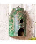 Milk Can Birdhouse in distressed green metal - £30.37 GBP