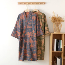 Men Cotton Kimono Robe Bathrobe Floral Yukata Brocade Ethnic Gown Pajamas - £19.47 GBP