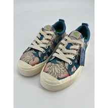 Cariuma Hokusai Peonies &amp; Canary Canvas Sneakers Sz Women&#39;s 6 Blue Shoes - $73.50