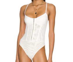 Free People Night Rhythm Corset Bodysuit in Ivory ( L ) - £35.17 GBP