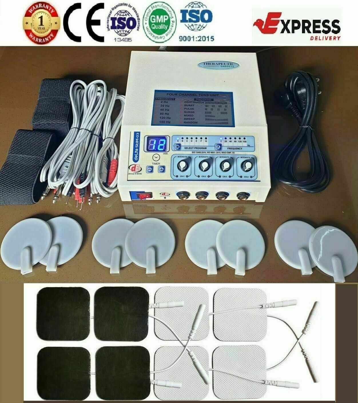 Prof.use 4 Channel Electrotherapy Physiotherapy Sticky &amp; Carbon Pads mas... - $133.65+