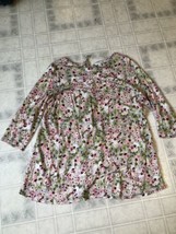 Pure Jill Love Linen Pink Floral Blouse Tie Back 100% linen 3/4 sleeve - £22.78 GBP