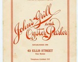 John&#39;s Grill and Oyster Parlor Menu Ellis St San Francisco California 1939 - $186.12