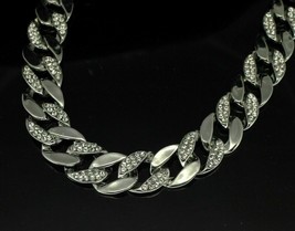 Exclusive 20 mm Real Moissanite  925 Sterling Silver Men&#39;s Choker Chain - £1,558.08 GBP