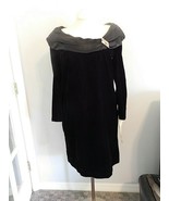 VANNNA WHITE Original Vintage Back Velvet Lined Shift Dress Cowl Neck Sz... - £39.46 GBP
