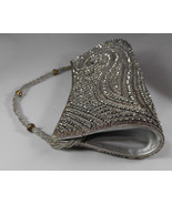 Vintage Gold Silver Rhinestone Beaded Clutch Purse Handbag w Beaded Rope... - $50.38 CAD