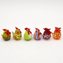 6 Pcs Colorful Glass Rooster Chicken Figurine Art Sculpture Home Gift Decoration - £16.37 GBP