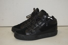 Giuseppe Zanotti Mens Mid Top Sneakers Shoes Embossed Leather BLACK Size 41 - $227.69