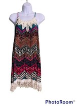 UMGEE Size Small Geometric Print Racerback Dress Fringe Crochet Festival Boho - £11.24 GBP