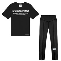 TGM Active Oversized Tees and Seam Split Leggings Women&#39;s Two Piece Sets Short-s - £99.41 GBP