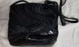 Vintage Sharif Black Leather Handbag Purse Cross Body USA Made Classic - $89.99