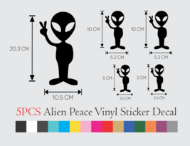 5 PCS Cool Peace Alien Sticker Vinyl Decal - UFO Space Peace Car Window Bumper - £9.80 GBP+