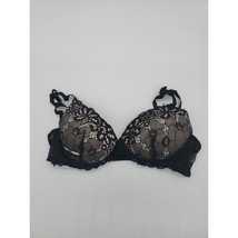 Marilyn Monroe Padded Push Up Bra 34B Womens Underwired Black Lace Overlay - £18.43 GBP