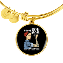 F Bomb Dog Mom  Bracelet Stainless Steel or 18k Gold Circle Bangle - £38.16 GBP+