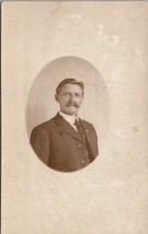 RPPC Middle Aged Man Tough Looking Masked Oval Portrait Postcard V2 - £5.44 GBP