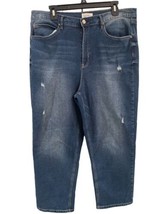 Women’s Nicole Miller New York Jeans Size 16 High Rise Relax Straight Distressed - £23.03 GBP