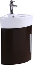 Corner Wall Mount Vanity Sink, Compact White Sink With Dark, Renovators Supply - £344.57 GBP