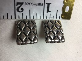 70s vintage AIRESS STERLING PUFFY PILLOW QUILT EARRINGS  7/8&quot; - $66.45 CAD