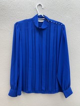 Womens Josephine Shirt Size 12 Blue Ruffled Long Sleeve Mock Neck - $12.17