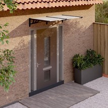 vidaXL Door Canopy Black and Transparent Polycarbonate, ABS, Aluminum - $143.47