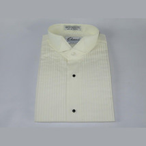 Men's Tuxedo shirt By CLASSIX Wing Tip Formal Pleated Front After Six M00 Ivory image 5