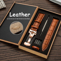 Universal Genuine Leather Watch Strap with Butterfly Buckle - $20.99