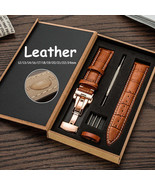 Universal Genuine Leather Watch Strap with Butterfly Buckle - $37.03 CAD