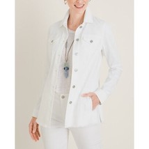 NWT chico&#39;s 2 L/XL white jacket no stain Denim Frayed Hem Longer Lenth - $1,117.45 MXN