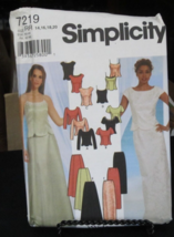 Simplicity 7219 Evening Skirts &amp; Lined Tops Pattern - Size 14/16/18/20 - $8.90